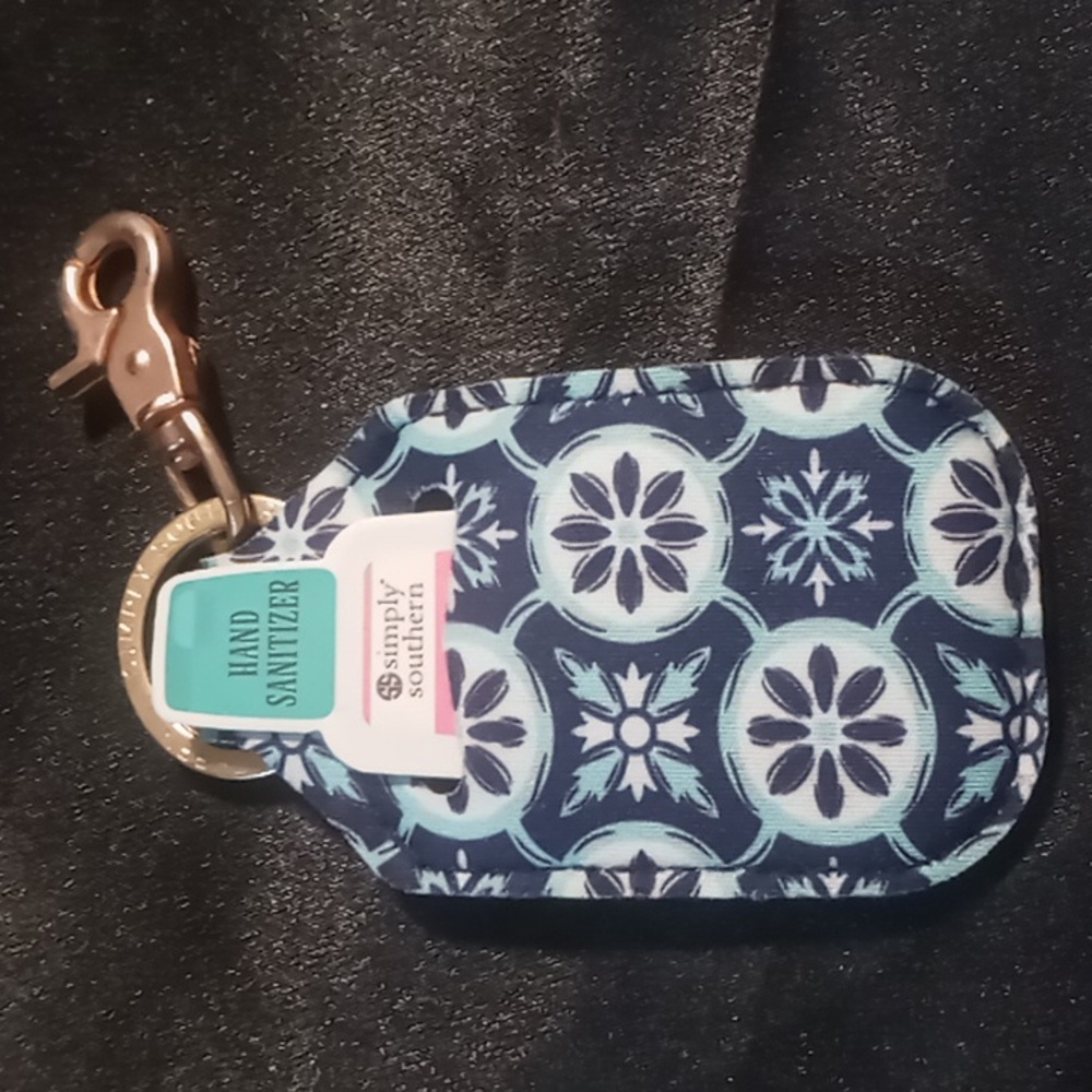 Simply southern gold tone lobster hook key chain hand sanitizer holder neoprene